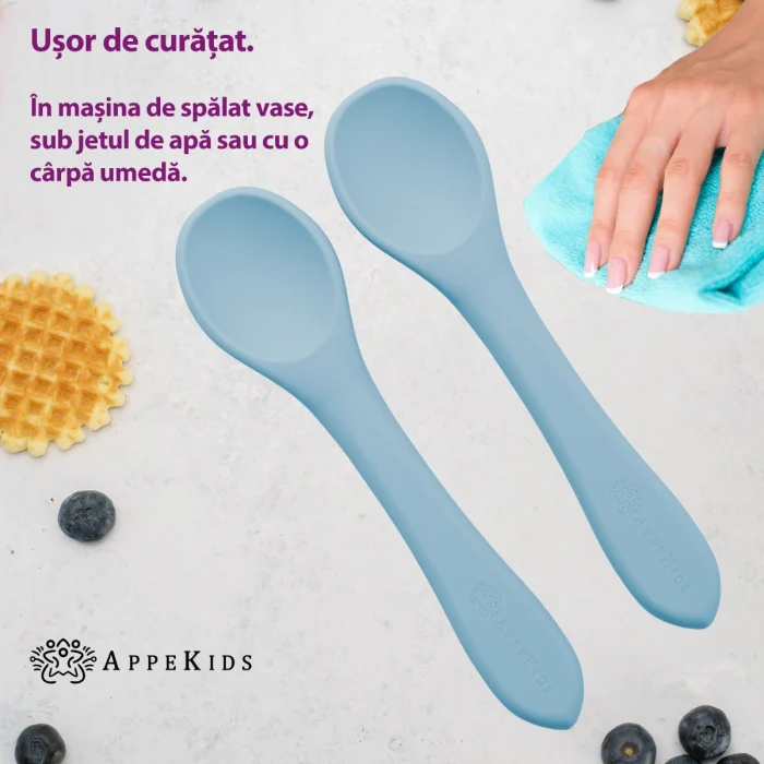 Set Lingurite din silicon, AppeKids - Albastru [2]