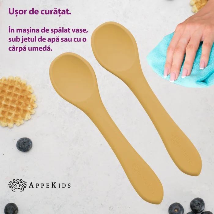 Set Lingurite din silicon, AppeKids - Galben [4]