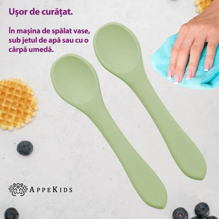 Set Lingurite din silicon, AppeKids - Verde [4]