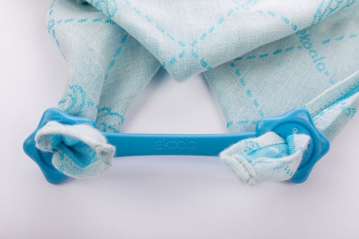 Set Swaddle si suport de prindere baveta, eKoala, Albastru [2]