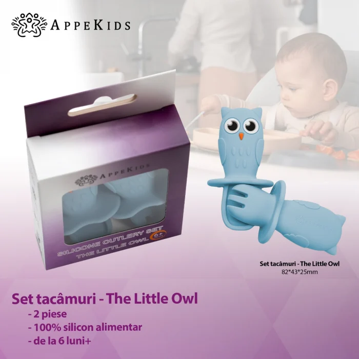 Set Tacamuri din silicon, AppeKids, OWL - Albastru [3]