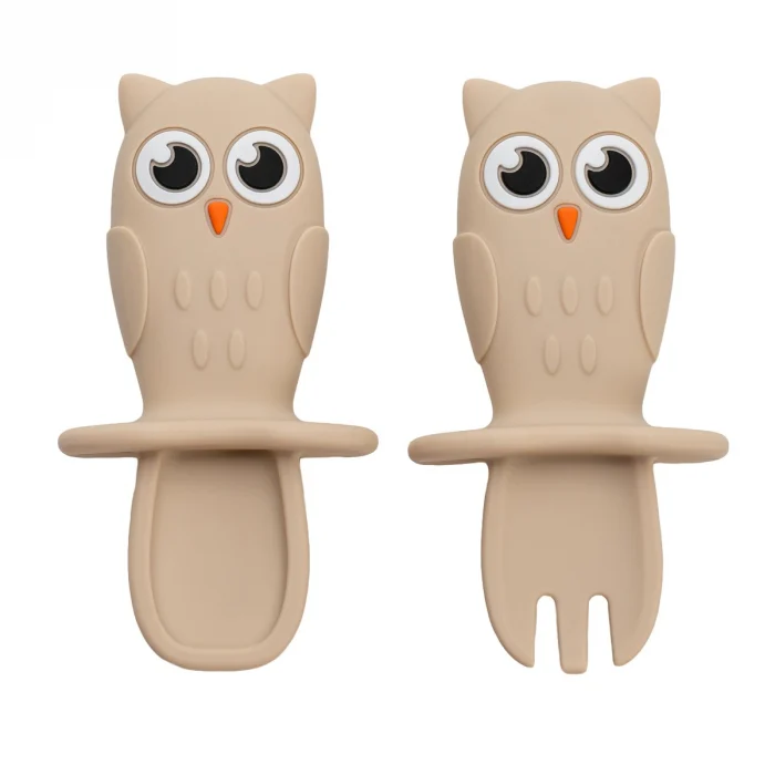 Set Tacamuri din silicon, AppeKids, OWL - Bej [2]