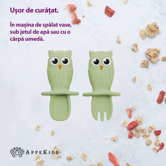 Set Tacamuri din silicon, AppeKids, OWL - Verde [2]