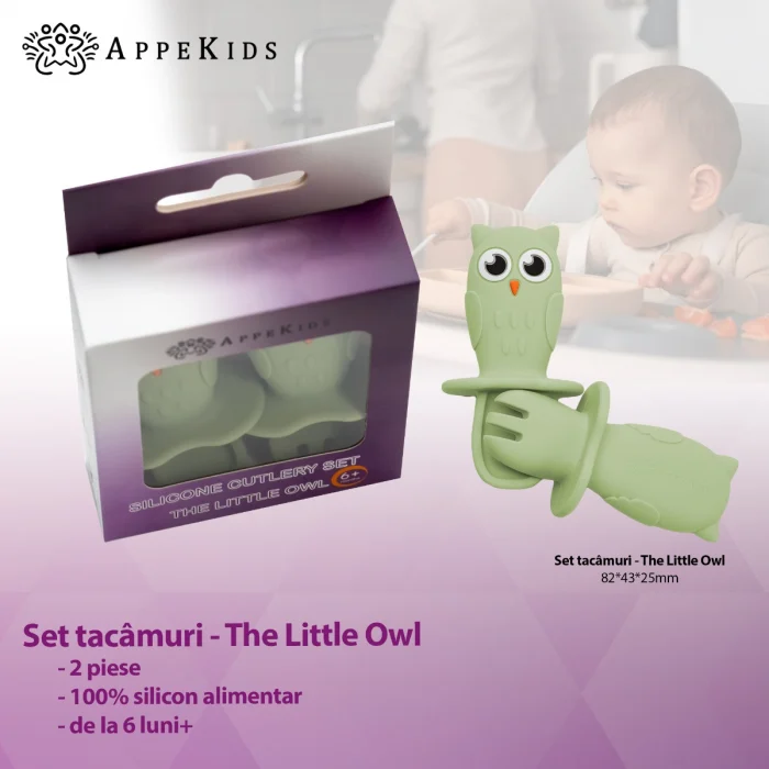 Set Tacamuri din silicon, AppeKids, OWL - Verde [3]