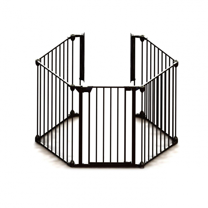 Tarc de siguranta modular pentru copii cu 5 panouri, metal negru, Noma [6]