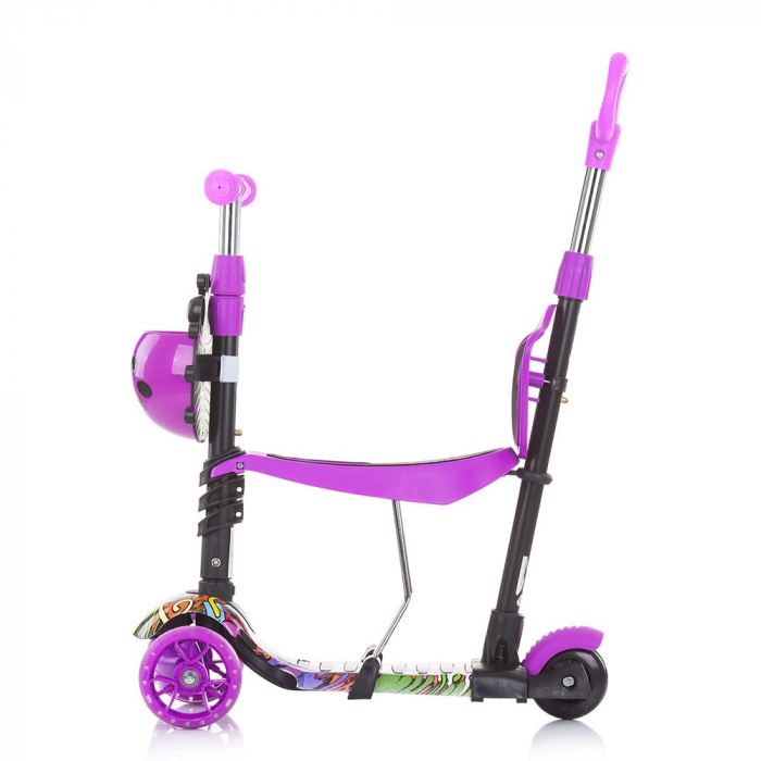 Trotineta copii 3 ani+,  3 in 1 cu maner, mov, Chipolino Kiddy Evo [2]
