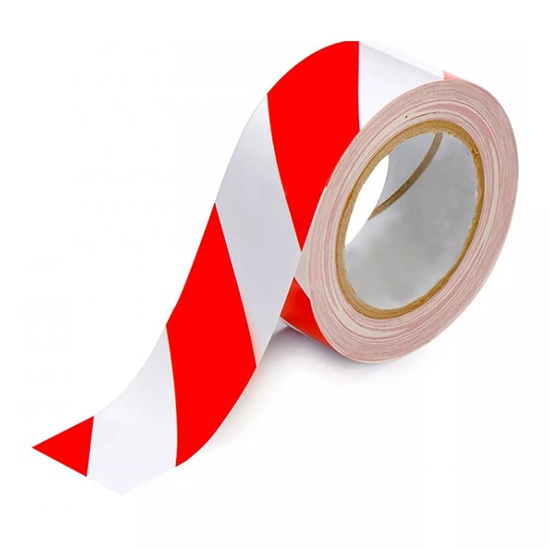 Banda reflectorizantă de marcare, din adeziv poliacrilic, autoadeziva, 10m, alb/rosu