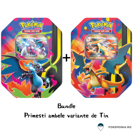 Pokemon Special Collection Box - Set cartonase Pokemon TCG Mega Charizard X si Mega Charizard Y Tin Spring 2026 Q1 Bundle