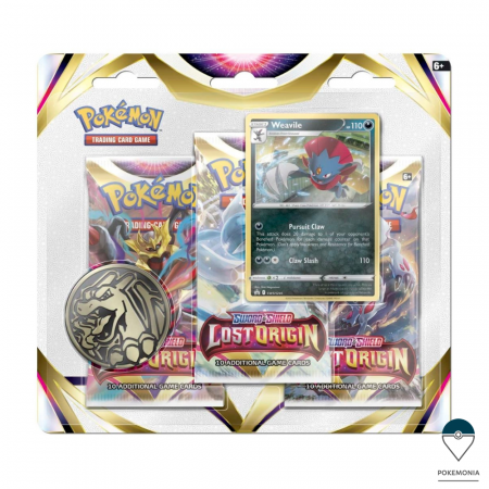 Pokemon TCG: Lost Origin - Carti Pokemon TCG Sword & Shield Lost Origin 3 Pack Blister Weavile