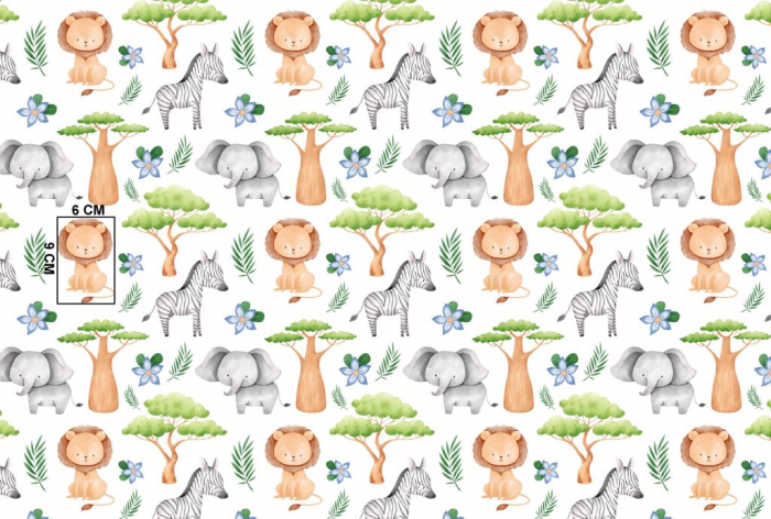Bumbac cu Animale de jungla - lei si girafe [1]