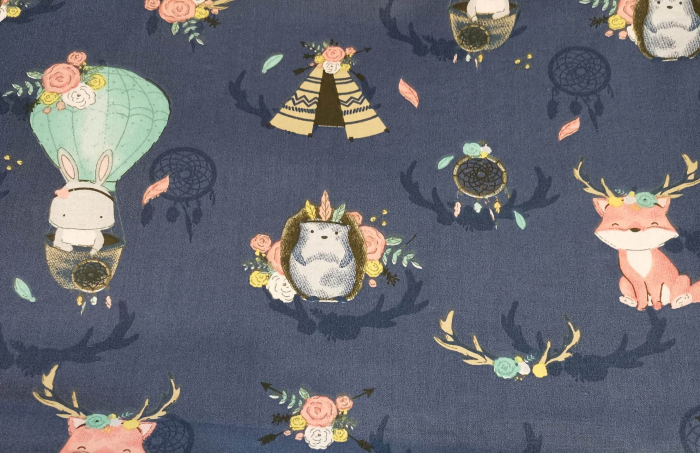 Bumbac cu  Corturi pe navy [1]