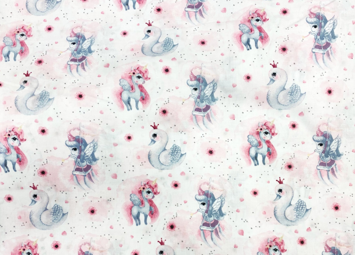 Bumbac cu Unicorni Lebada pe fundal alb [1]