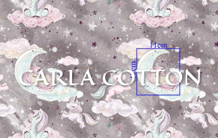 Bumbac cu model Unicorni cu glitter auriu pe fundal  gri [1]