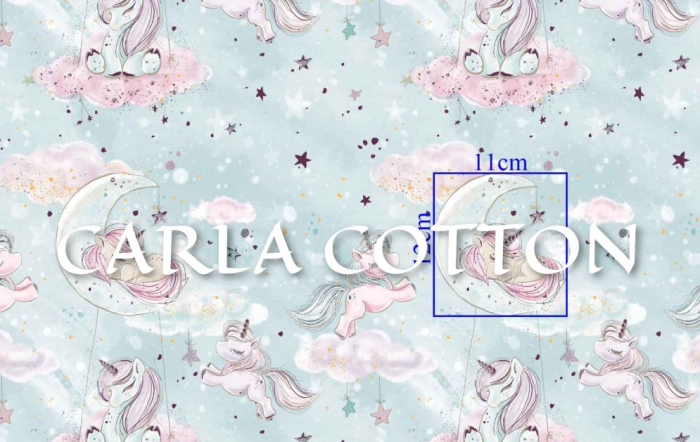 Cupon  Bumbac cuUnicorni glitter pe fundal turcoaz - 0,83 x 1.60m [1]