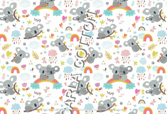 Cupon  Bumbac cu Koala pe alb - dimensiune 0.35x 1.60 m [1]