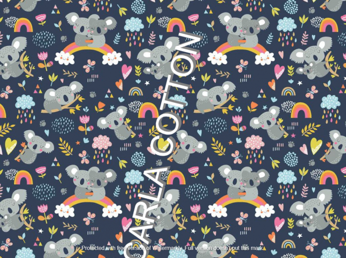 Cupon Bumbac cu Koala pe bleumarin - dimensiune 0.70 x 1.60 m [1]