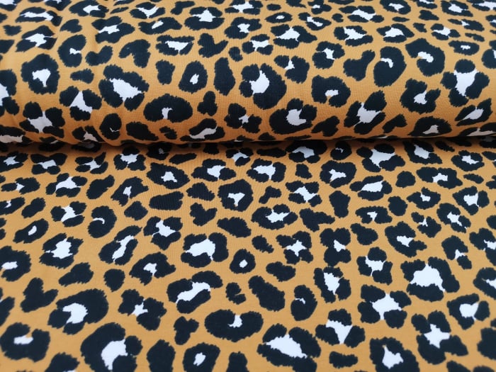Jersey Elastic cu model Animal Print pe cafeniu [1]