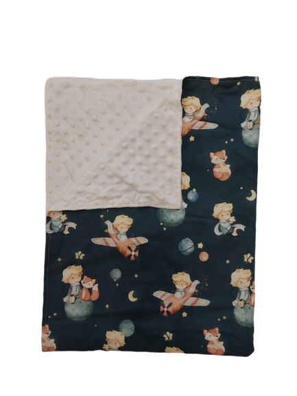 Paturica bebe cu Micul Print si minky alb [1]
