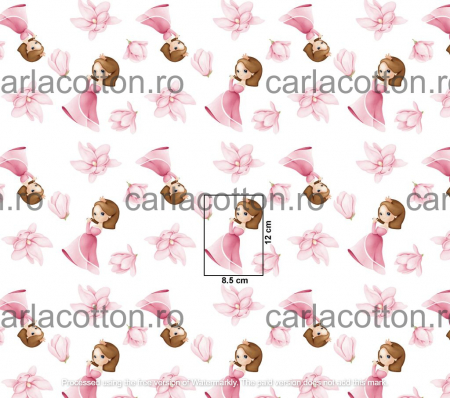 Textile la Rola - Rola 25m - Bumbac cu Printese si Flori