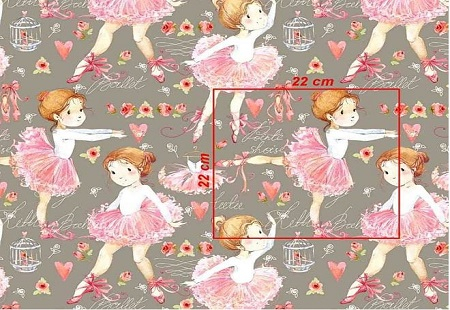 Tesaturi Textile - Bumbac cu Balerine pe gri