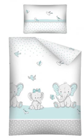 Cupoane de material - Cupn Bumbac cu  Elefantei albastri pentru lenjerie - 1.05 x 1.60 m