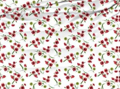 Bumbac imprimat 220/240 cm - Bumbac cu Maci si flori verzi -220 cm latime