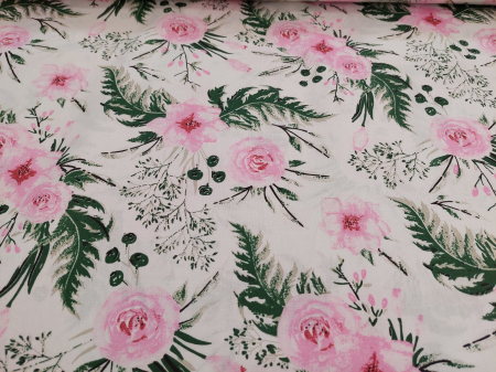Tesaturi Textile - Bumbac cu  Flori Roz