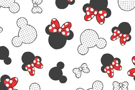 Tesaturi Textile - Bumbac cu  Fundite Minnie rosii