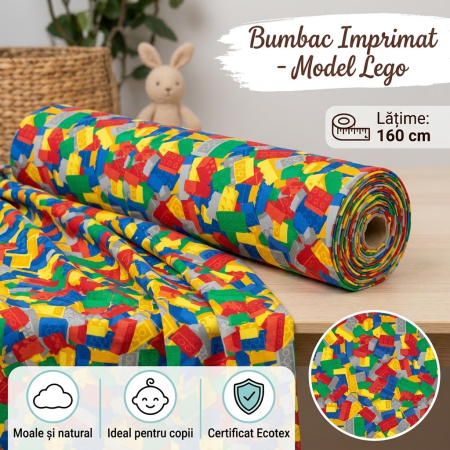 Bumbac Imprimat - Bumbac cu Lego