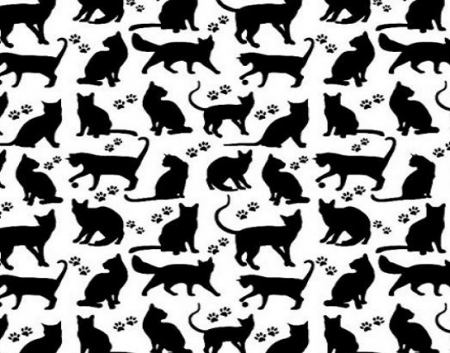 Tesaturi Textile - Bumbac cu  Pisici negre