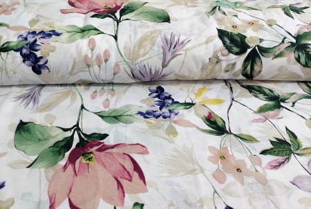 Bumbac imprimat 220/240 cm - Bumbac cu Magnolii -220 cm latime