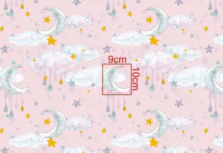 Cupoane de material - Cupon Bumbac cu model Luna și glitter auriu - 0.58 x 1.60 cm