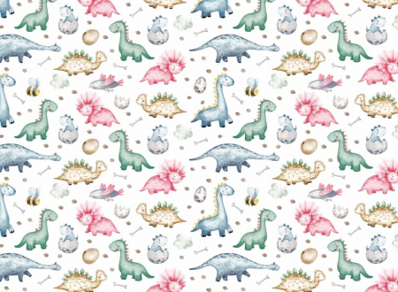 Bumbac Imprimat - Bumbac cu Dino
