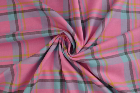 Bumbac in carouri - Tartan - Bumbac in carouri - roz si turcoaz