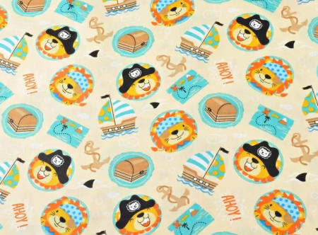Cupoane de material - Cupon  Bumbac cu Leu Pirati - dimensiune 0.4 x 1.60m
