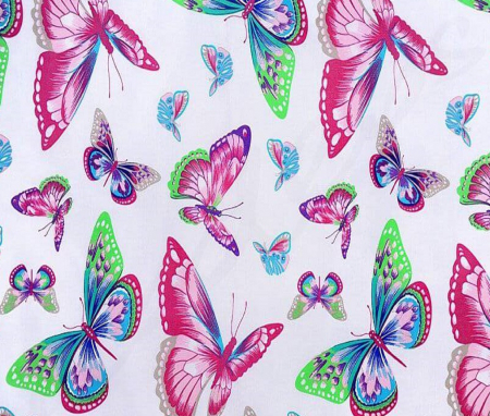 Cupoane de material - Cupon Bumbac cu Fluturi mari - dimensiune 0,65 x 1,60 cm