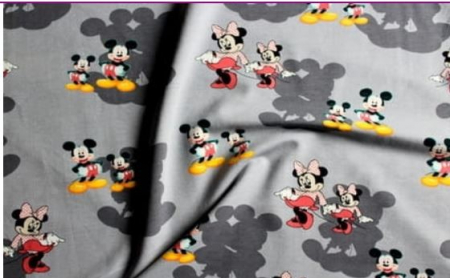 Cupoane de material - Cupon  French Terry cu Mickey si Minnie - dimensiune 90 X 180 cm