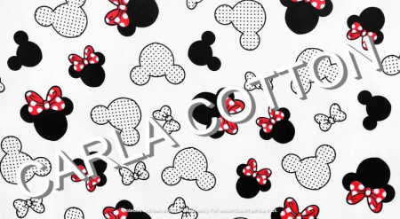 Cupoane de material - Cupon  Bumbac cu Fundite Minnie - dimensiune 0.75 x 1.60m