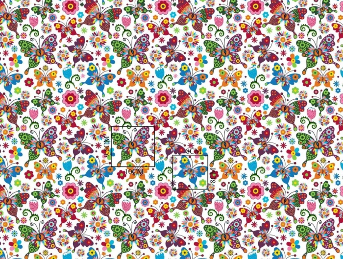 Cupoane de material - Cupon Bumbac cu Fluturi  albi - dimensiune 0.30 x 1.60cm