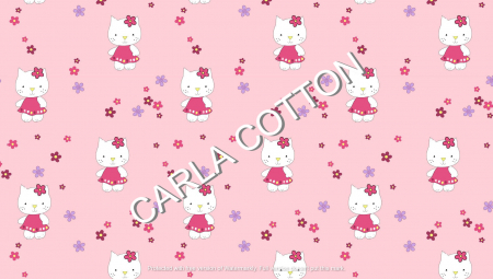 Cupoane de material - Cupon  Bumbac cu Hello Kittie - dimensiune 0,95 x 1.60 m
