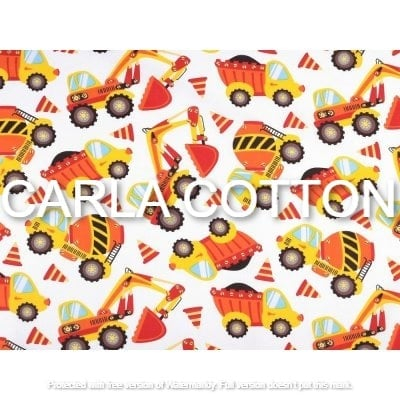 Cupoane de material - Cupon  Bumbac cu Betoniere - dimensiune 0,85 x 1.60m