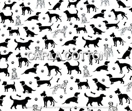 Cupoane de material - Cupon  Bumbac cu Catei -  dimensiune 0.68 x 1.60 m