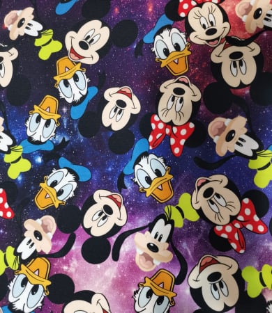 Cupoane de material - French Terry cu Minnie Miki Goofy si Donald   - dimensiune 50 x 90cm -