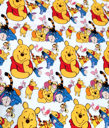 Cupoane de material - Cupon French Terry cu Winnie THe Pooh - dimesiune 45X180 cm
