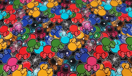Cupoane de material - Cupon French Terry cu Minnie Multicolor dimensiune 50x90 cm