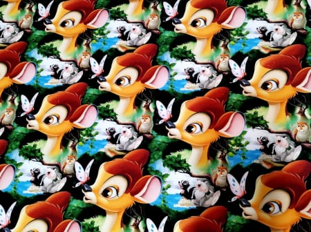 Cupoane de material - Cupon French Terry cu Bambi  - dimensiune 50 x 90cm