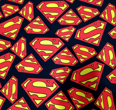 Cupoane de material - Cupon French Terry cu SuperMan - dimensiune 50x90 cm