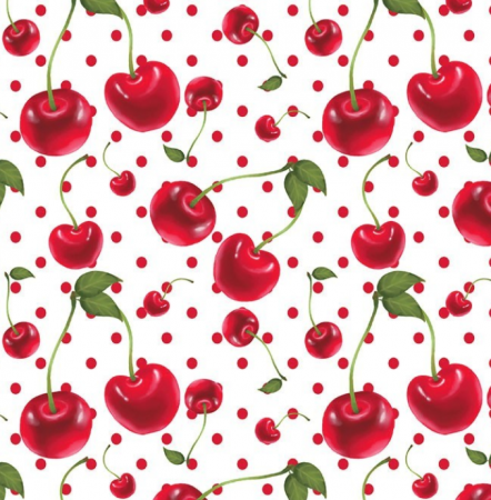 Jersey Elastic - Cupon Jersey Elastic cu Cirese - 50 x 80 cm