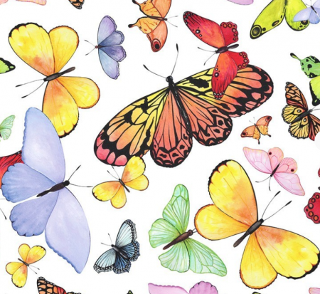 Cupoane de material - Cupon Jersey Elastic cu Fluturi - 50 x 80 cm