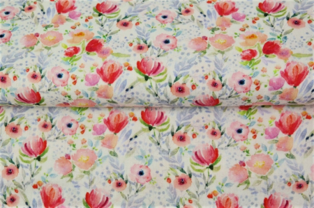 Cupoane de material - Cupon  Muselina cu Flori - dimensiune 0.50 x 1.40 m